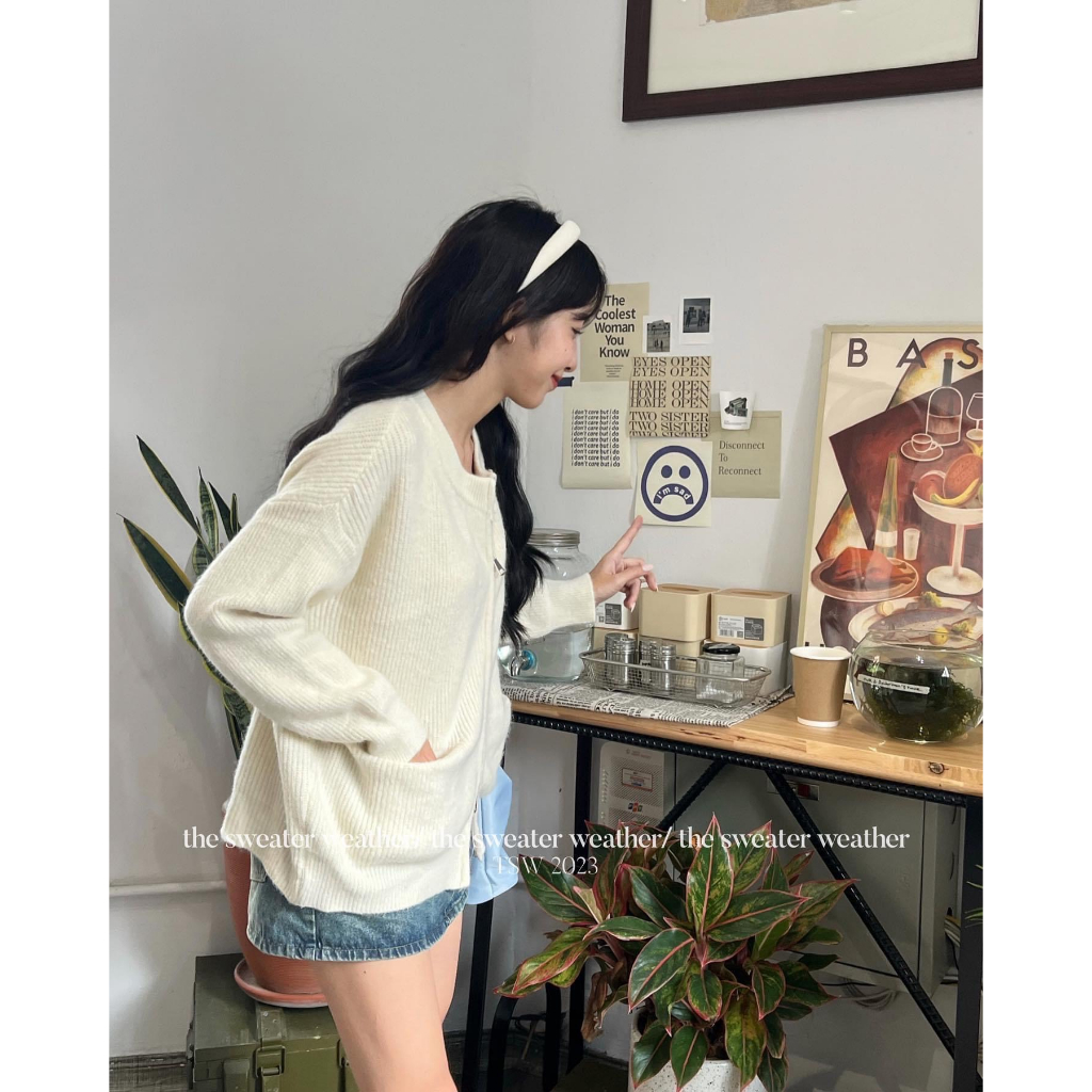 Áo cadigan len kéo khoá 2 đầu có túi 99061 P0K48