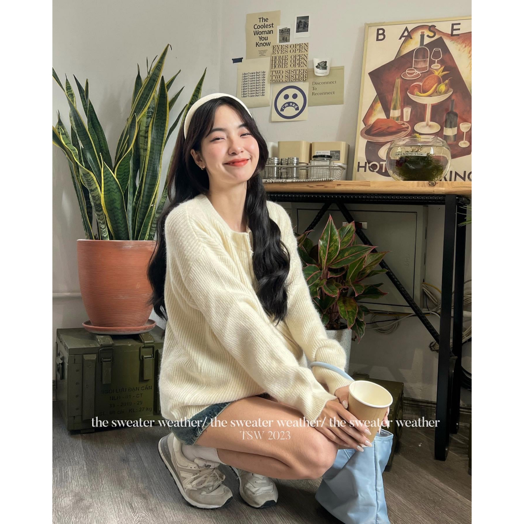 Áo cadigan len kéo khoá 2 đầu có túi 99061 P0K48