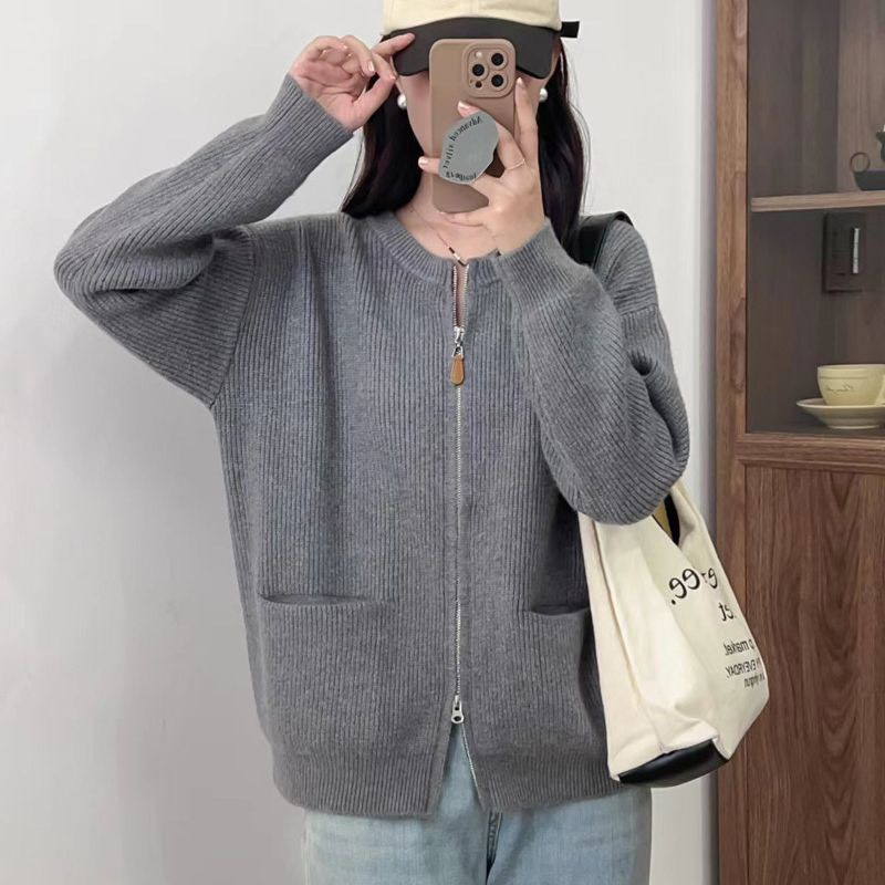 Áo cadigan len kéo khoá 2 đầu có túi 99061 P0K48