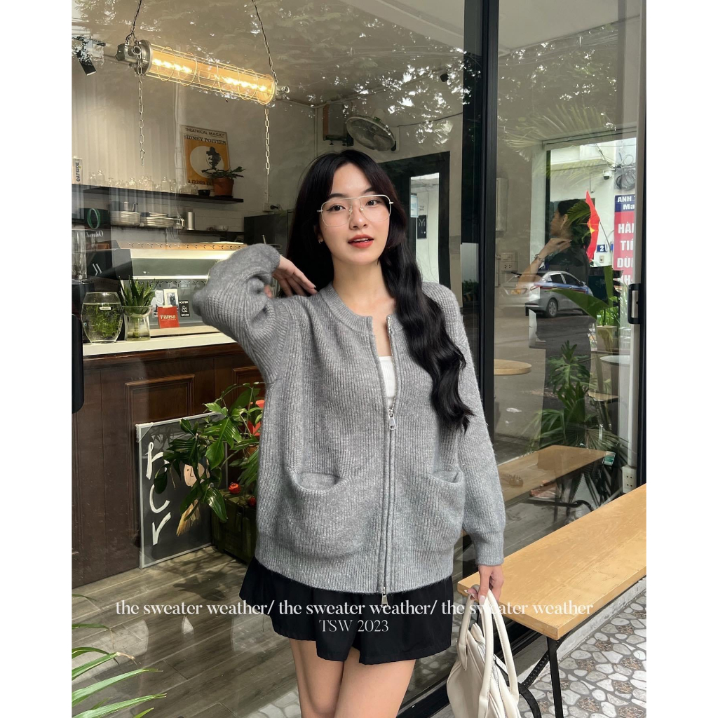 Áo cadigan len kéo khoá 2 đầu có túi 99061 P0K48