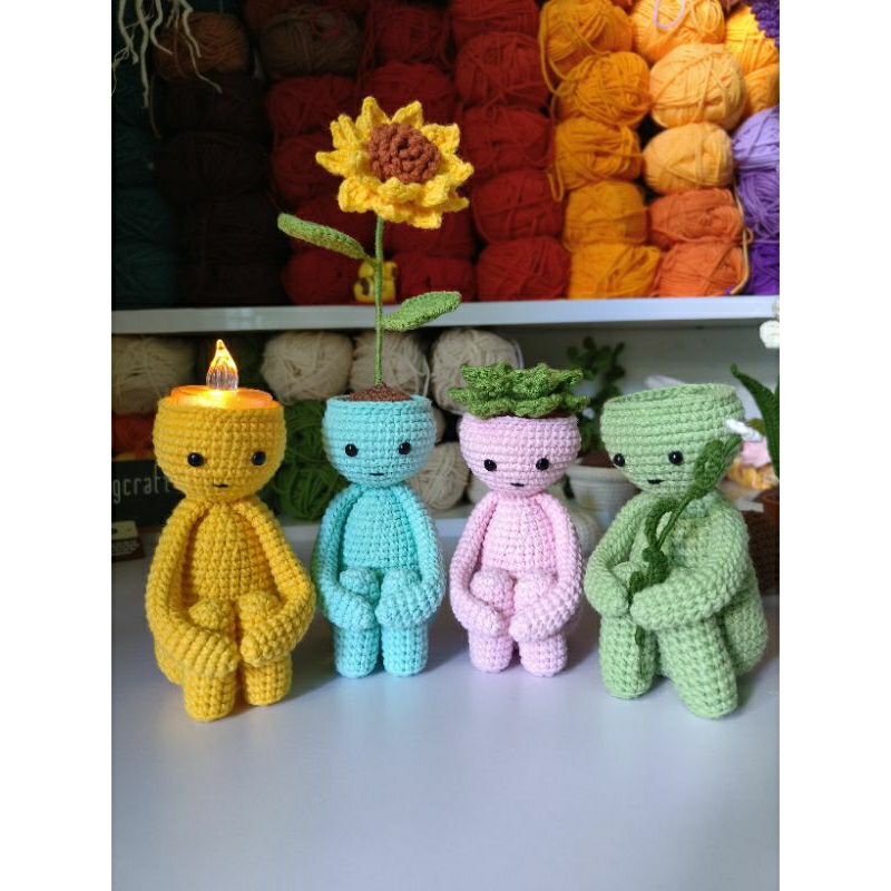 Chậu len dô tri decor kèm nến led