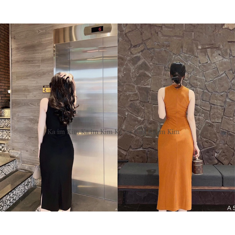 Đầm Body Gân SN Xẻ Tà 2 Bên