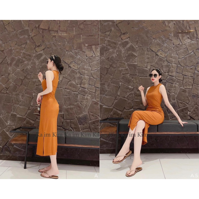 Đầm Body Gân SN Xẻ Tà 2 Bên