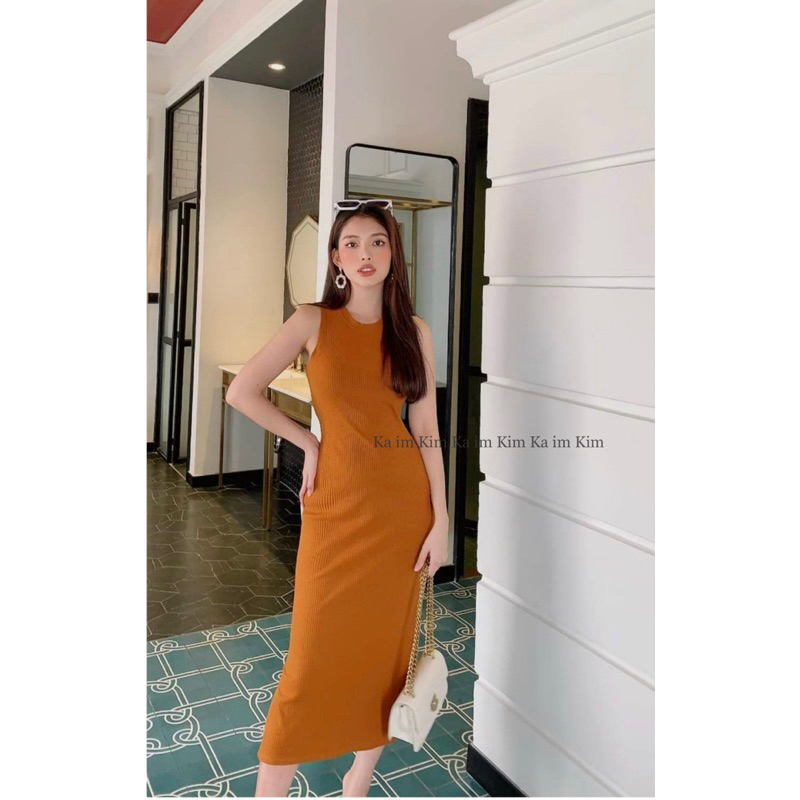 Đầm Body Gân SN Xẻ Tà 2 Bên