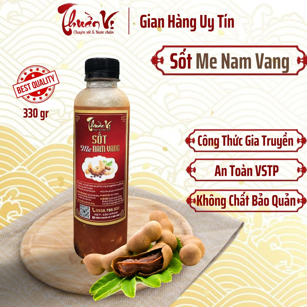 sốt me nam vang chua ngọt đậm đặc Thuần Vị me chua ngọt dịu đậm đặc chai pet 330ml