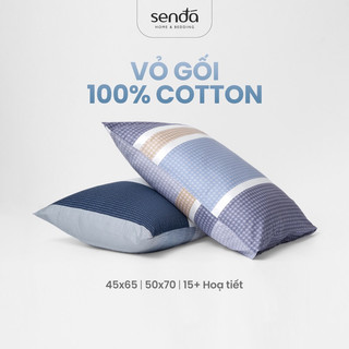 Vỏ gối Cotton Twill 40s 50x70 45x65 cm Sen Đá Home Bedding họa tiết kẻ hiện đại, bao áo gối nằm cotton thô lụa cao cấp