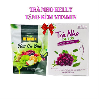 Trà nho kelly tặng kèm vitamin rau củ thực phẩm hỗ trợ giảm cân