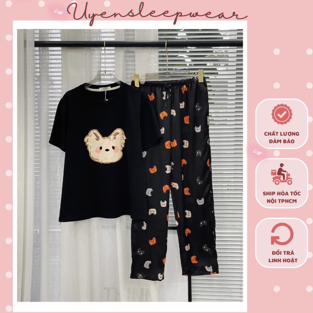 Set đồ nữ áo thun quần lụa Quảng Châu, FBACK thật 5 sao, hàng đẹp như hình