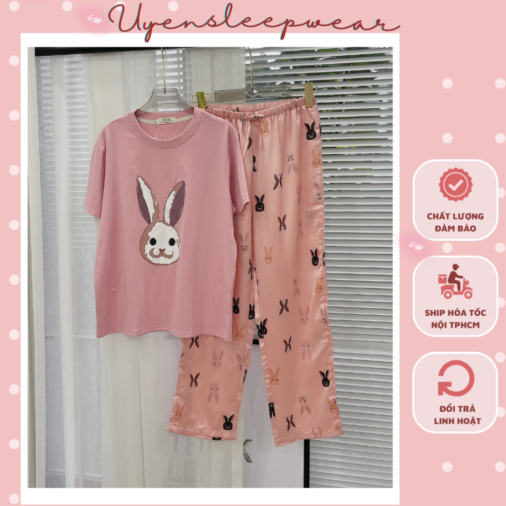 Set đồ nữ áo thun quần lụa Quảng Châu, FBACK thật 5 sao, hàng đẹp như hình