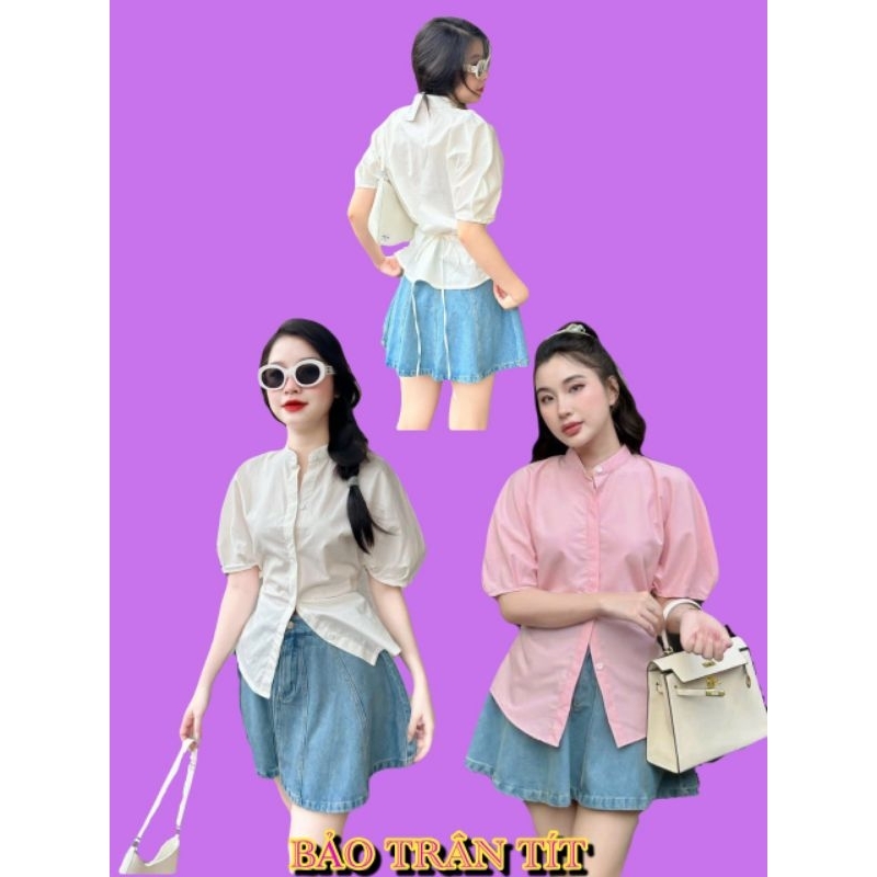 SET SƠ MI TRẮNG CỔ TRỤ + CHÂN VÁY JEAN XOÈ