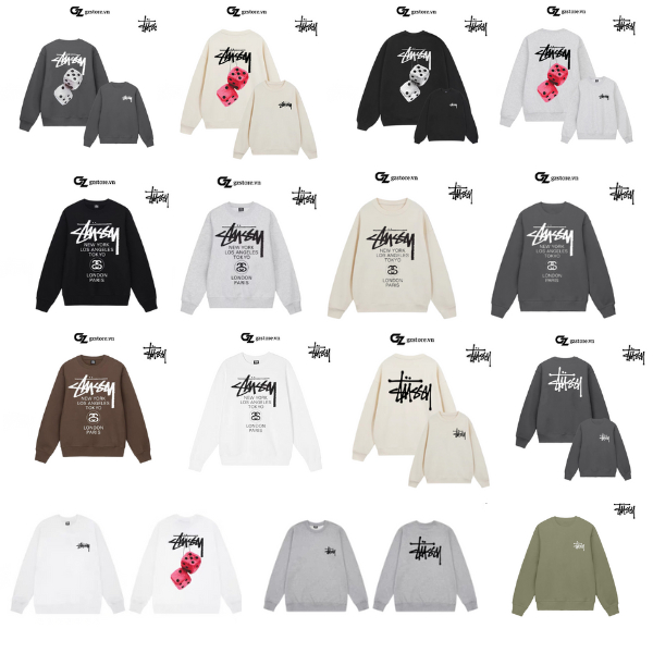 Áo Sweater Stussy mẫu hót áo đôi nam nữ form rộng áo tay dài unisex chất nỉ cao cấp hàng chính hãng áo swt bacsic 65S