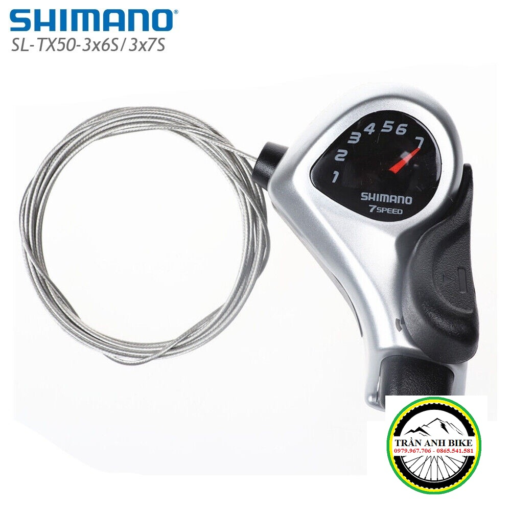 Tay đề bấm xả gắn ghi đông xe đạp SHIMANO SL TX50 3x6 3x7 Speed - Hàng Chính Hãng