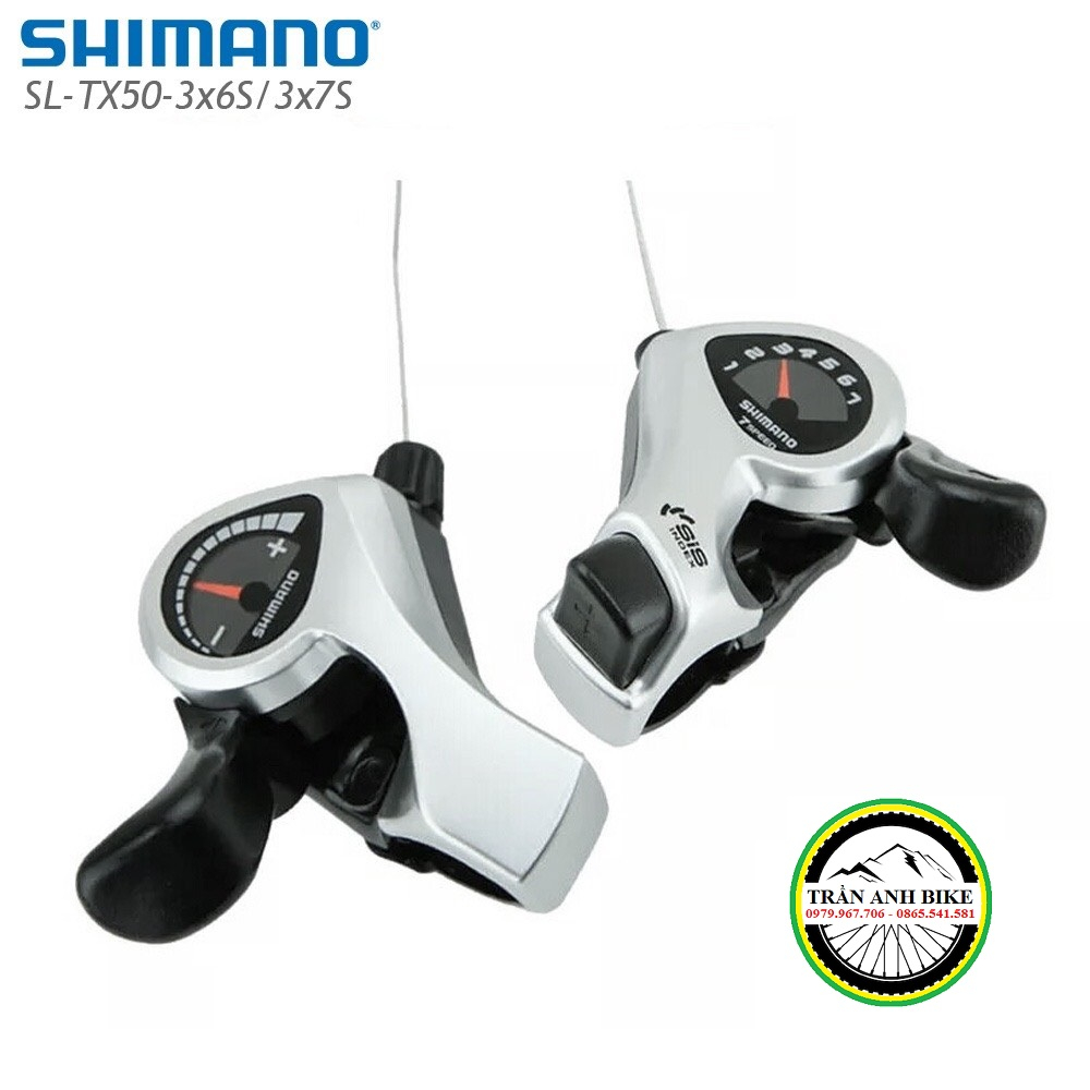 Tay đề bấm xả gắn ghi đông xe đạp SHIMANO SL TX50 3x6 3x7 Speed - Hàng Chính Hãng