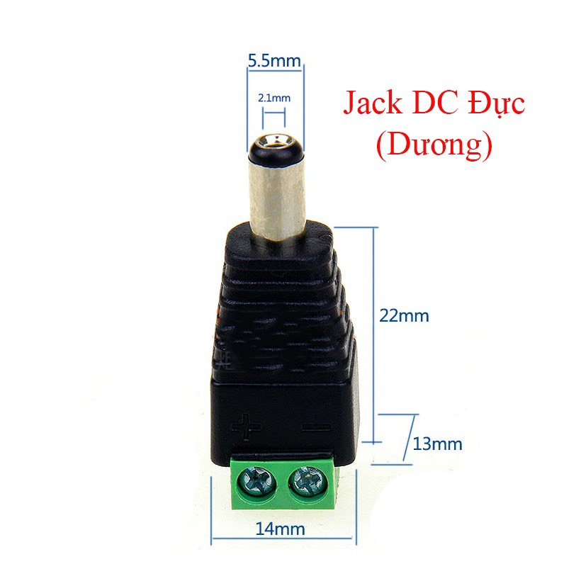 Jack nguồn DC đực và Jack DC cái (Loại vít vặn)