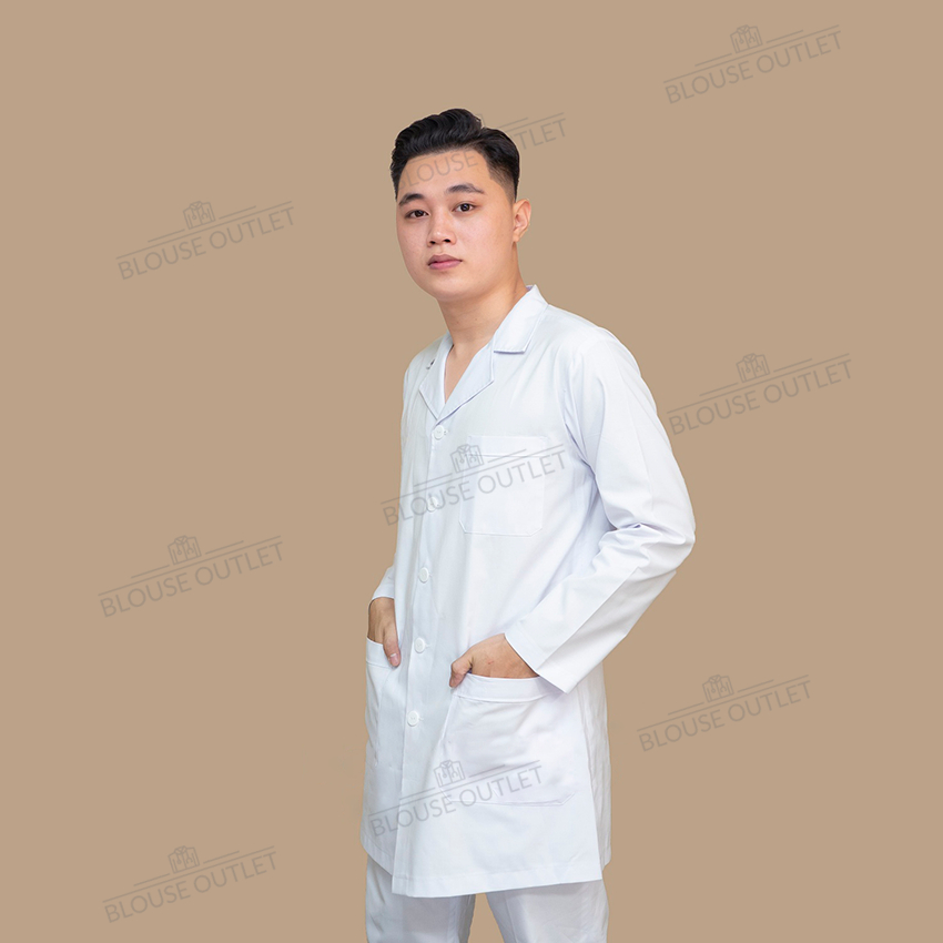 Áo blouse trắng điều dưỡng, dược sỹ, y tá dài tay - áo blue trắng kỹ thuật viên dài tay