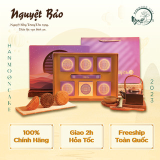 Bánh Trung Thu HAN MOONCAKE Trăng Vàng Nguyệt Bảo Hộp 5 Bánh Và 1 Trà Thượng Hạng CCNBA6