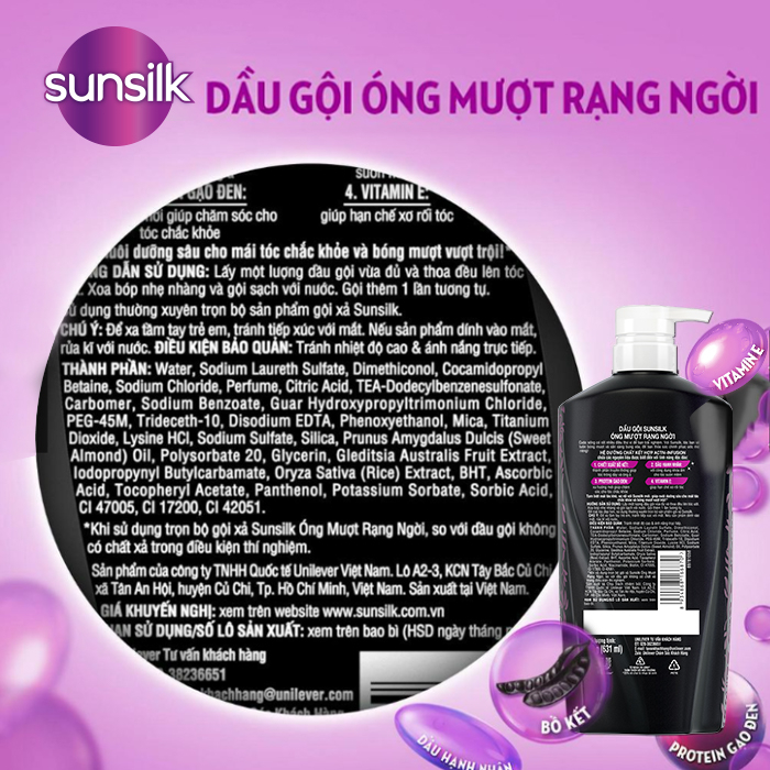 Dầu gội Sunsilk 650g làm sạch và mềm mượt tóc gấp 5 lần, cho mái tóc ngát hương suốt 48h