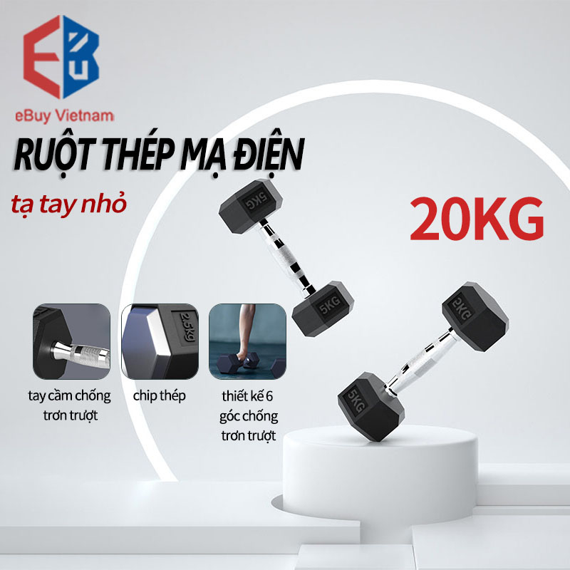 Tạ tập tay 5-20KG bánh tạ, nam nữ tập gym tập thon tay thể dục đa năng lõi gang đặc bọc cao su cao cấp -hàng có sẵn