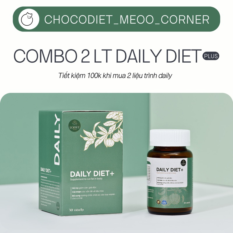 giảm cân giảm mỡ cấp tốc an toàn hiệu quả daily diet plus chính hãng Loewy Brand - hộp 15 viên