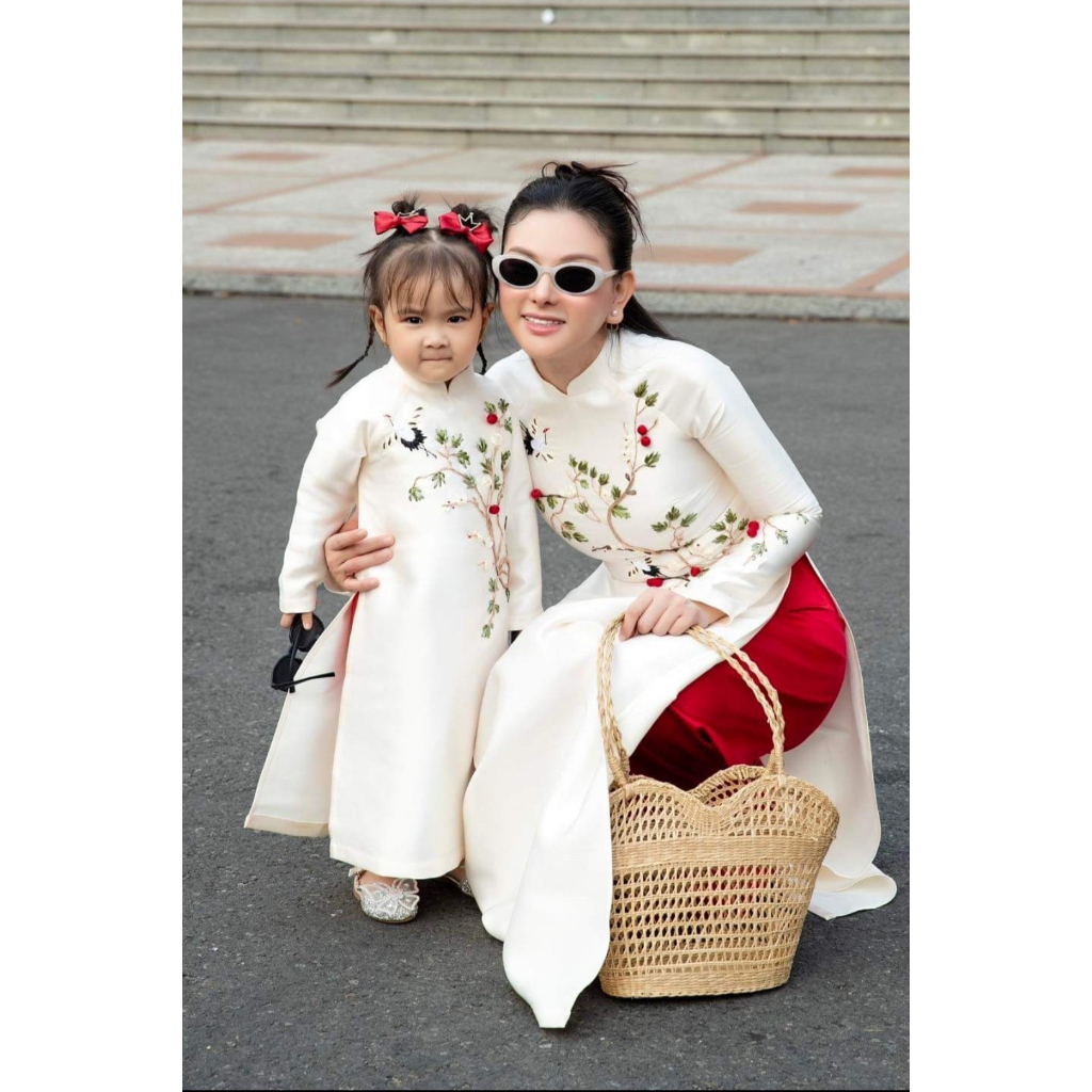 𝐍𝐄𝐖𝟐𝟎𝟐𝟒 - Sét áo dài cách tân gia đình VẠN PHÚC kiểu dáng hiện đại