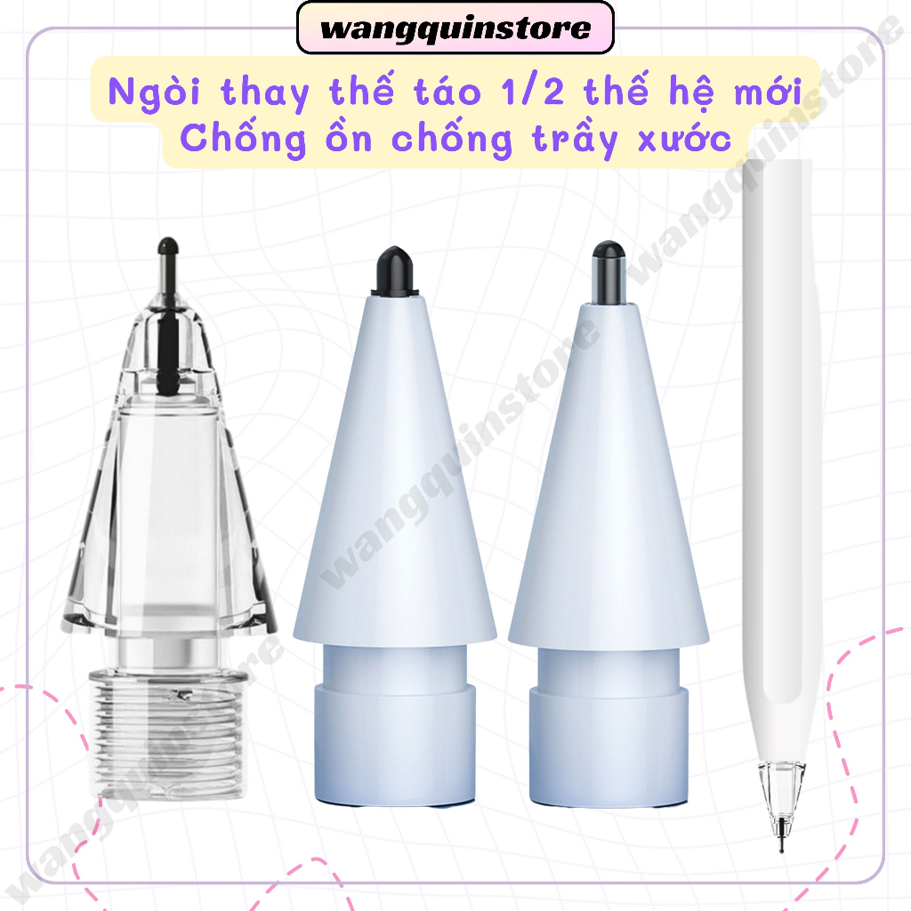 Đầu ngòi bút thay thế loại cao cấp cho bút Apple Pencil 1 và 2, ngòi bút gốc kim loại thế hệ 2024 chống ồn chống mòn