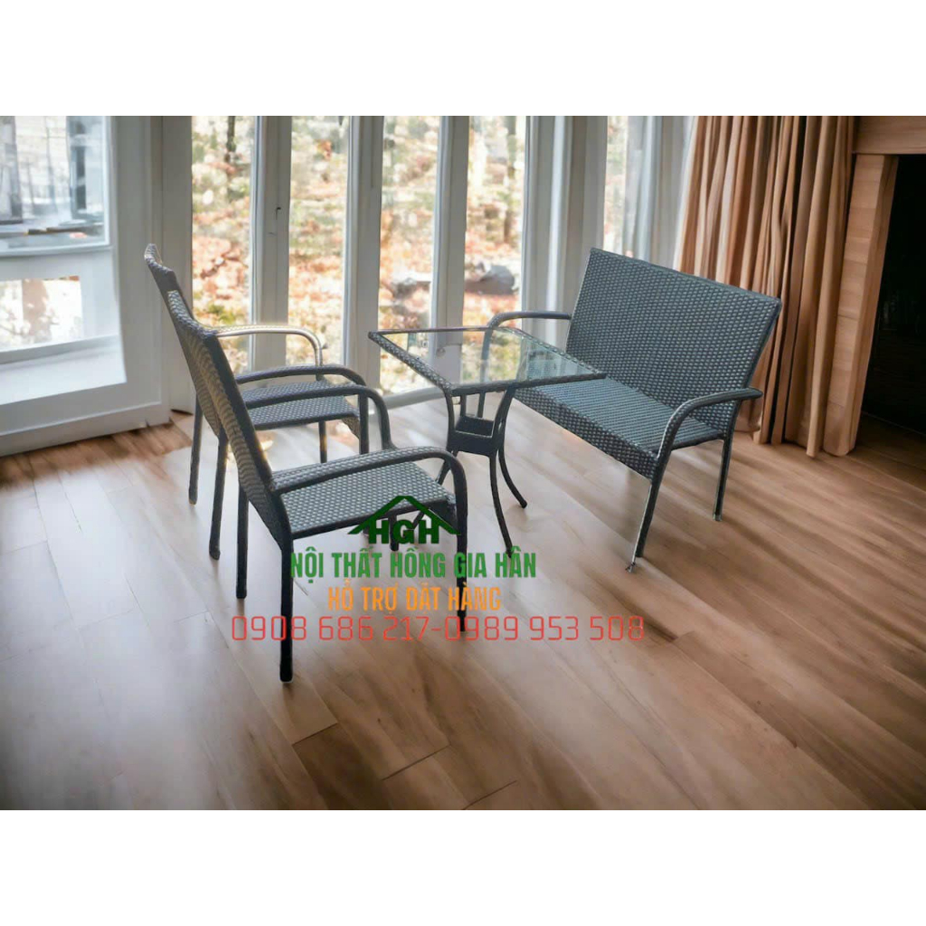 Xả kho bộ bàn ghế mây nhựa rẻ đẹp Hồng Gia Hân B93
