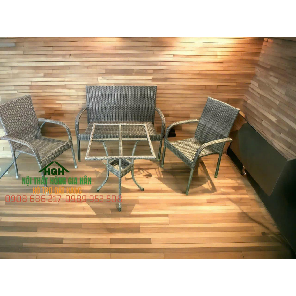 Xả kho bộ bàn ghế mây nhựa rẻ đẹp Hồng Gia Hân B93