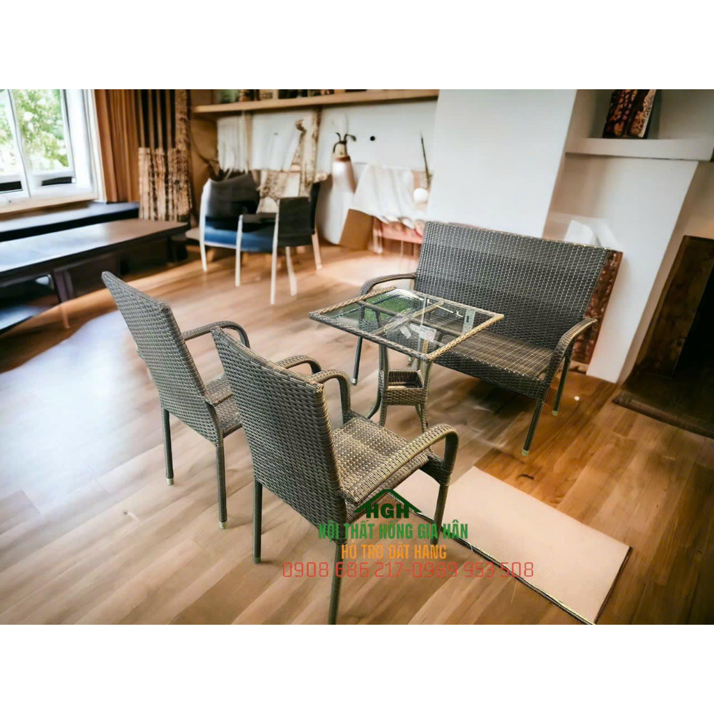 Xả kho bộ bàn ghế mây nhựa rẻ đẹp Hồng Gia Hân B93