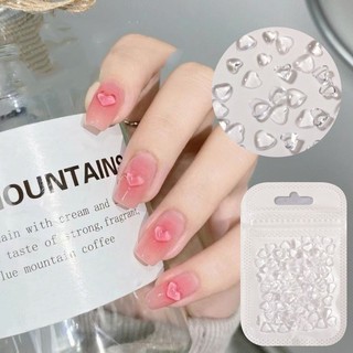 Charm tim trong suốt túi 10 cái-charm tim trong nail gắn trang trí móng tay