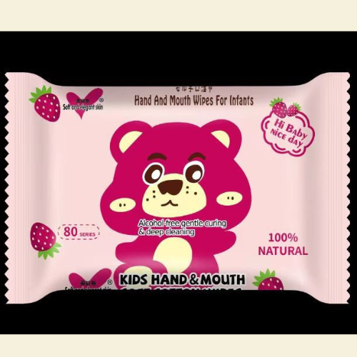 Giấy Ướt Gấu Dâu Hồng.1 Thùng 10 Gói.