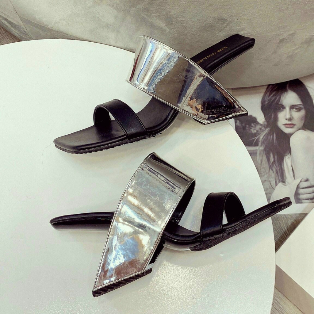 Shu Store | Guốc lê nữ guốc gót cao phong cách, mũi vuông cao 8cm ,gót khoét thời trang xinh xắn