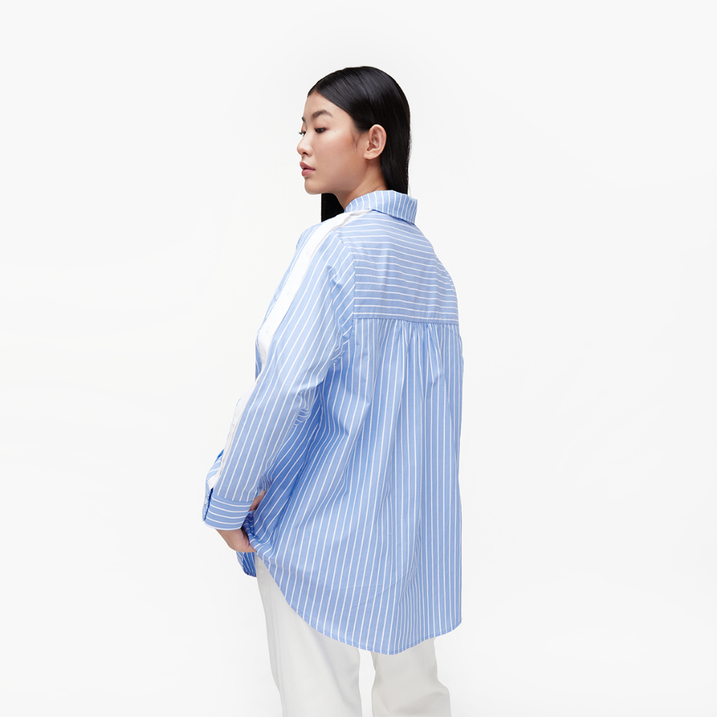 TheBlueTshirt - Áo Sơ Mi Nữ Phom Rộng Nữ - Oversized Button Shirt - CCR Blue Stripe