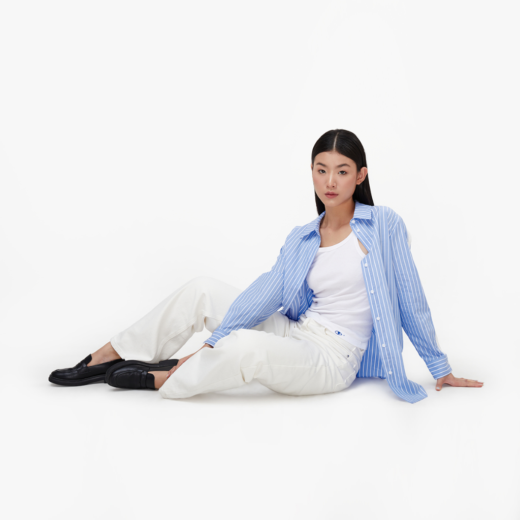 TheBlueTshirt - Áo Sơ Mi Nữ Phom Rộng Nữ - Oversized Button Shirt - CCR Blue Stripe