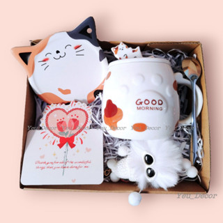 Quà tặng sinh nhật bạn gái bạn trai cho nữ nam gồm ly sứ đế lót ly gốm hút nước và phụ kiện xinh xắn đáng yêu