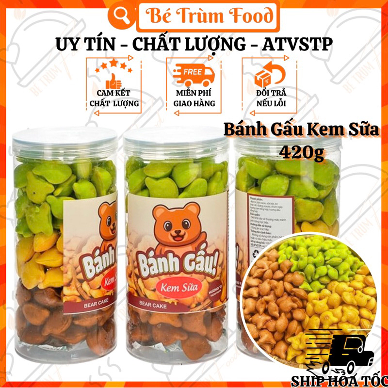 Bánh Gấu Mix 3 Vị Siêu Ngon 420gr FreeShip (Hình thật 100%) Bé Trùm Food