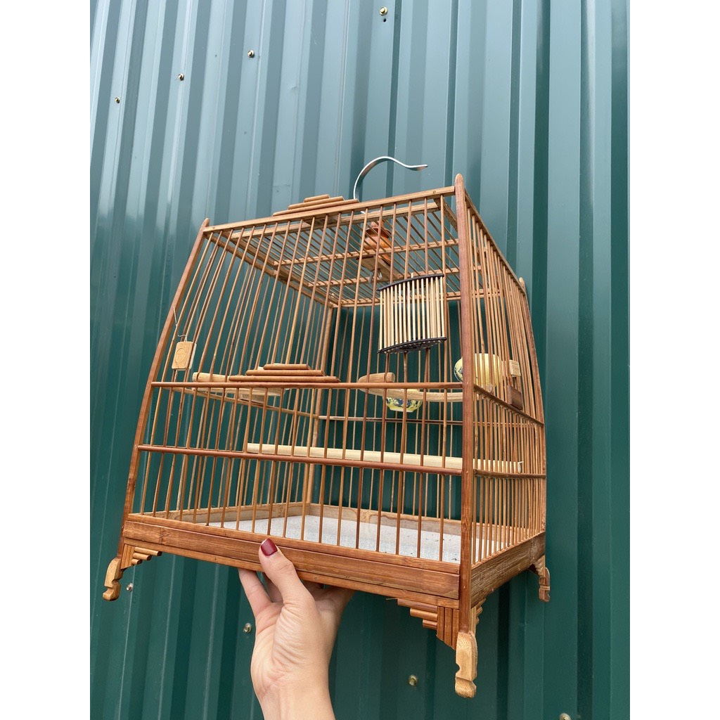 Khung lồng chim chào mào tự ráp trúc già đỏ cửa báng súng form thái đấu,vuông đấu  BS01