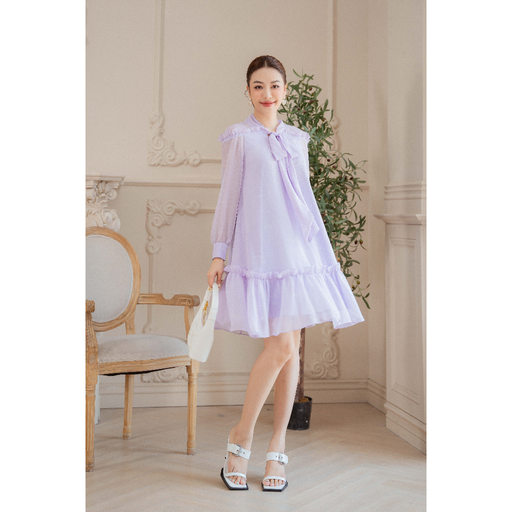 Đầm voan suông SIXDO (Light Purple Floral Midi Voile Dress 1)