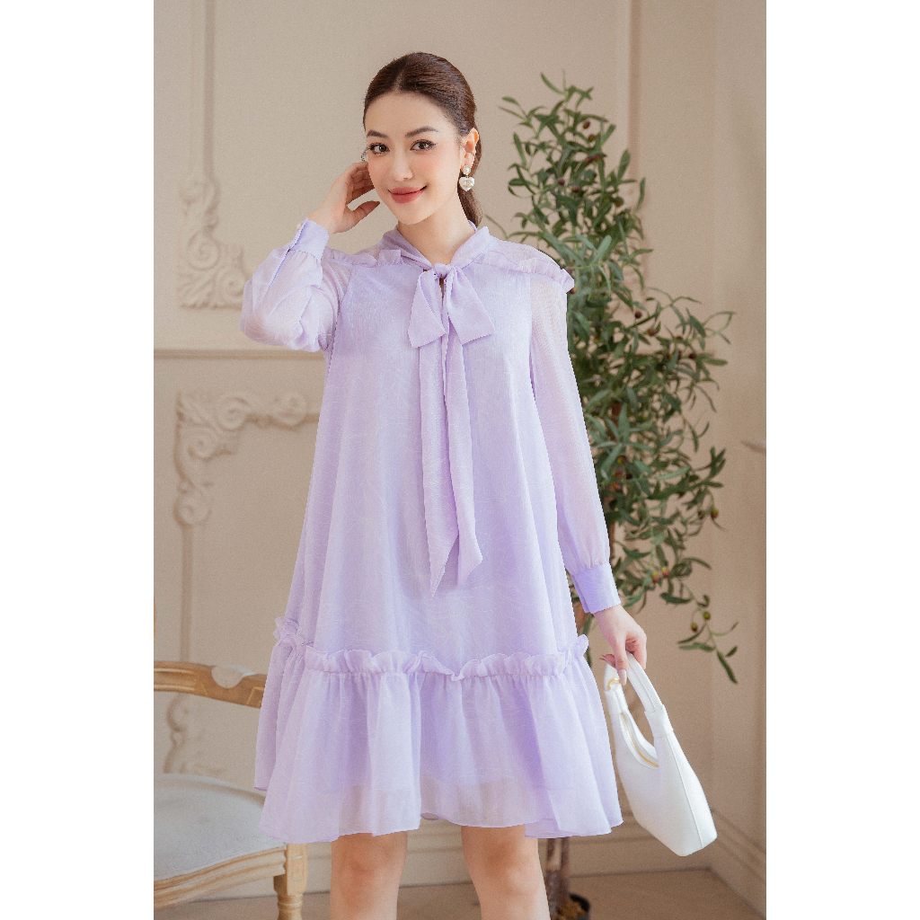 Đầm voan suông SIXDO (Light Purple Floral Midi Voile Dress 1)