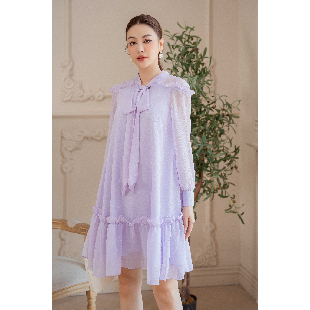 Đầm voan suông SIXDO (Light Purple Floral Midi Voile Dress 1)