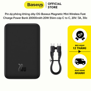 Pin dự phòng không dây OS-Baseus Magnetic Mini Wireless Fast Charge Power Bank 20000mAh 20W (Kèm cáp C to C, 20V/3A, 30c