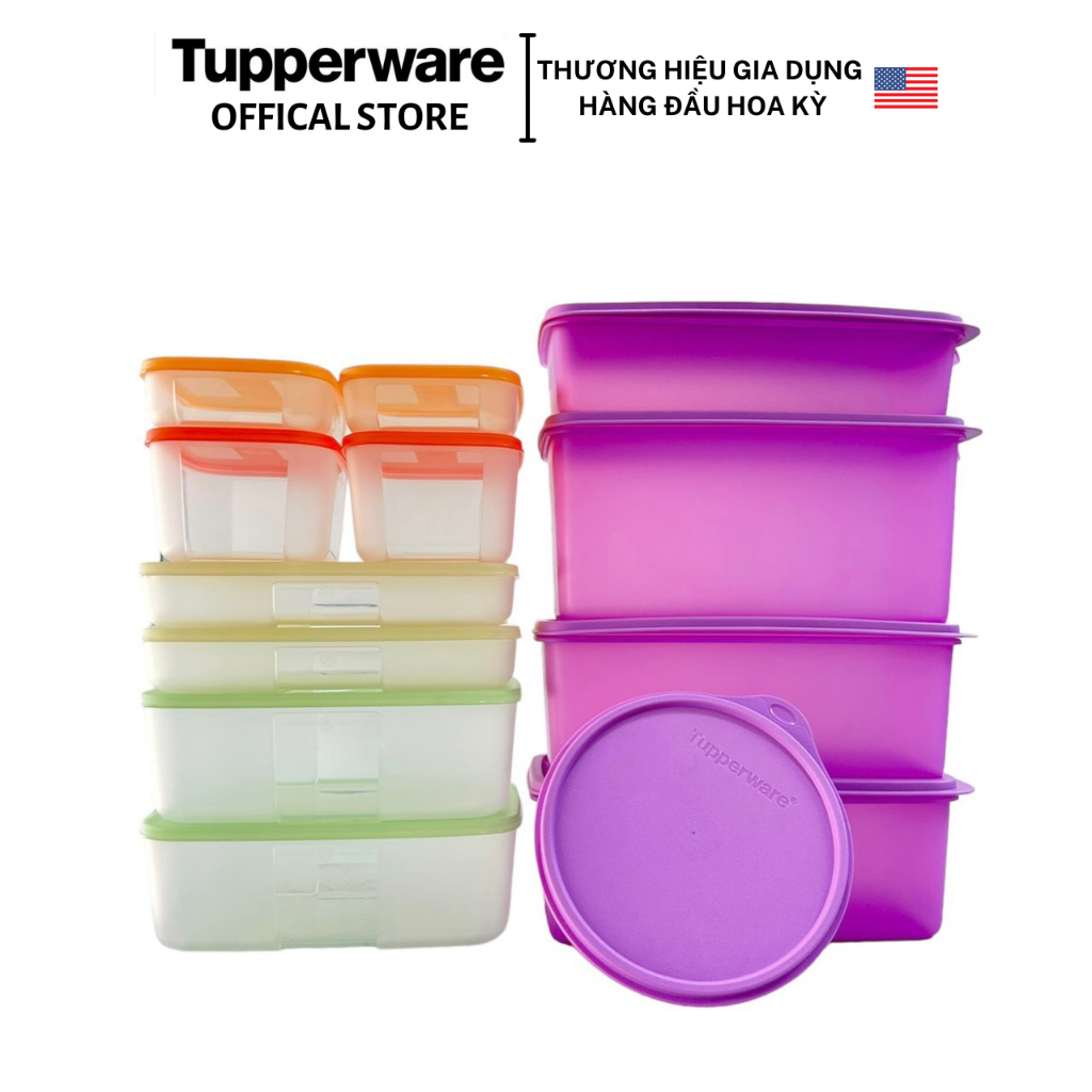 Bộ hộp trữ đông và trữ mát Tupperware Freezermate Colorful và Freshia Set 13 - Nhựa nguyên sinh - Bảo hành trọn đời