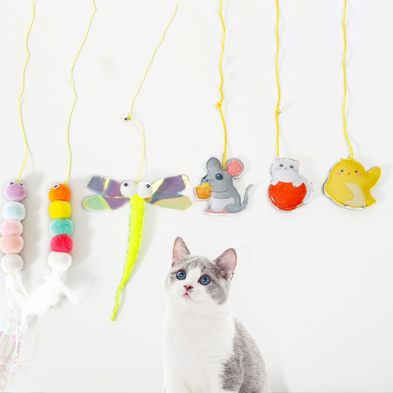 Đồ Chơi Cho Mèo Gắn Tường ,Trần Nhà Có Chuông Cho Mèo Vờn - Sâu, Chuồn Chuồn Gắn Tường Cho Mèo