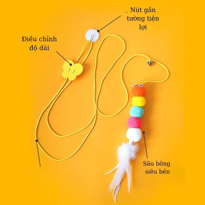 Đồ Chơi Cho Mèo Gắn Tường ,Trần Nhà Có Chuông Cho Mèo Vờn - Sâu, Chuồn Chuồn Gắn Tường Cho Mèo