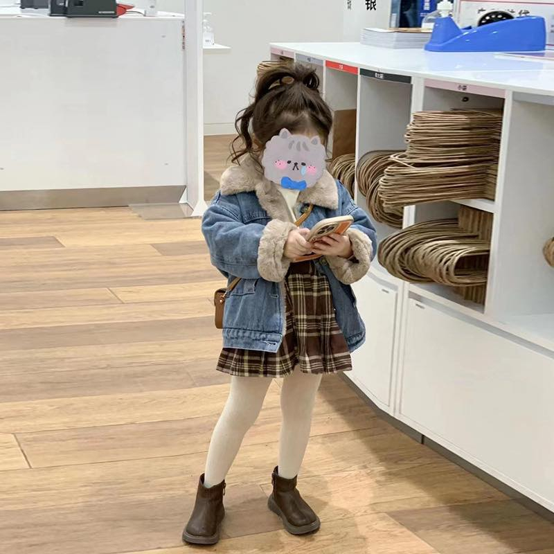 ÁO KHOÁC JEAN LÓT LÔNG DÀY DẶN PHONG CÁCH HÀN XINH XẮN CHO BÉ GÁI