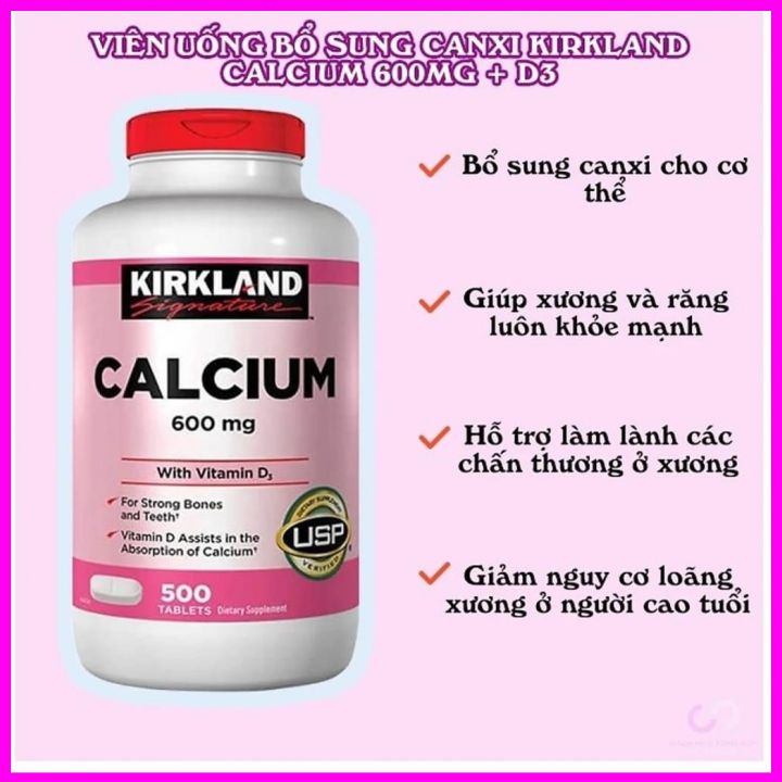 500 Viên Uống Bổ Sung Canxi Kirkland Signature Calcium 600mg Vitamin D3 Xuất Xứ Mỹ Thực Phẩm Chức Năng
