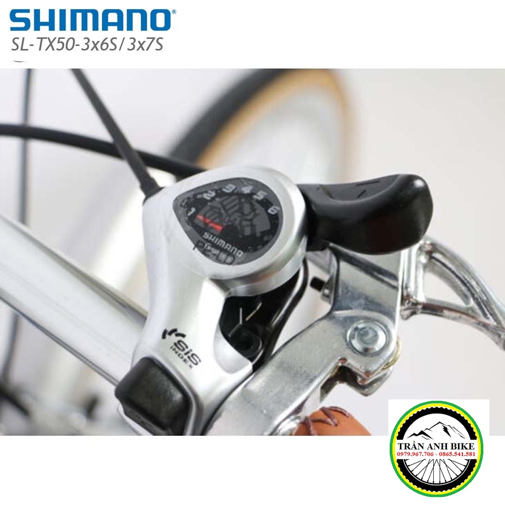 Tay đề bấm xả gắn ghi đông xe đạp SHIMANO SL TX50 3x6 3x7 Speed - Hàng Chính Hãng