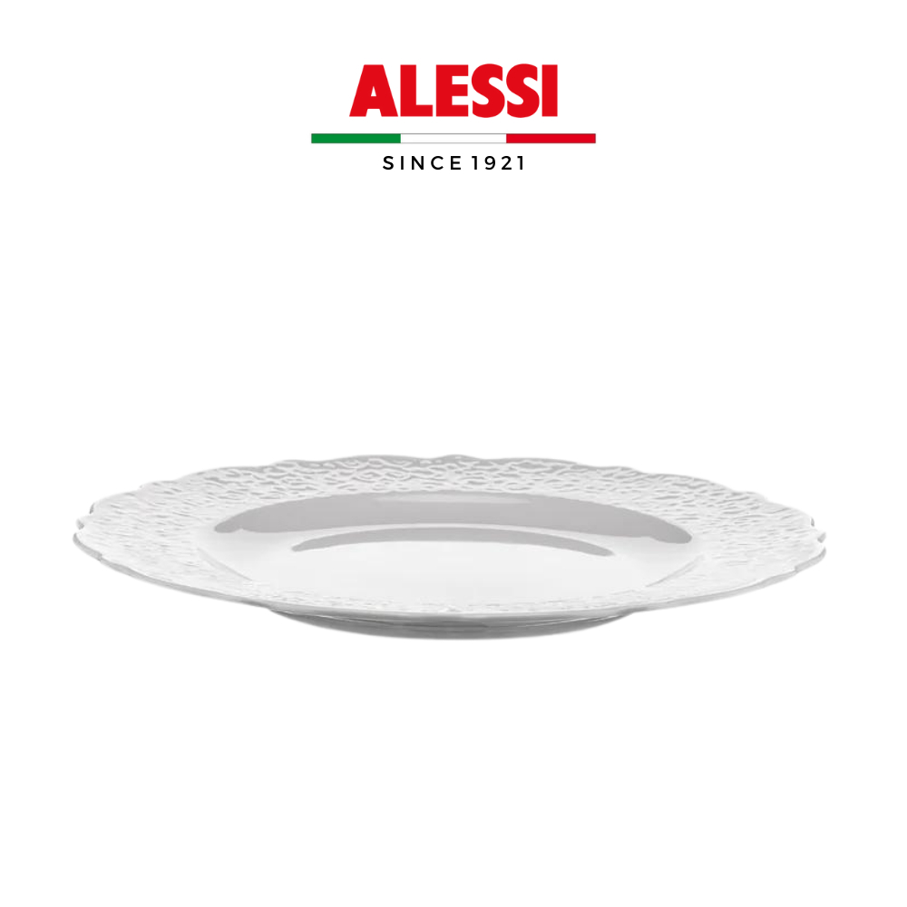Bộ đĩa ăn ăn tối, đồ ăn phụ, ăn sáng sứ trắng chạm nổi ALESSI DRESSED - Hàng chính hãng