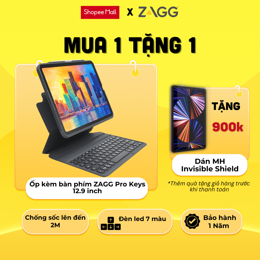 Ốp lưng kèm bàn phím ZAGG Pro Keys iPad Pro 12.9 inch