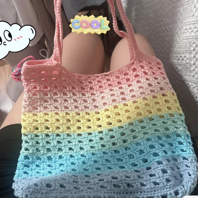 TÚI TOTE LEN MÀU KẸO NGỌT