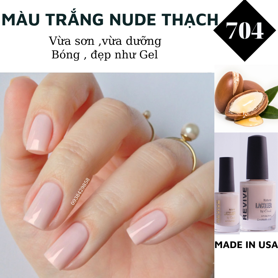 Sơn móng tay Organics Naturals Revive Chính Hãng Mỹ USA - Màu Trắng Nude Thạch mã 704